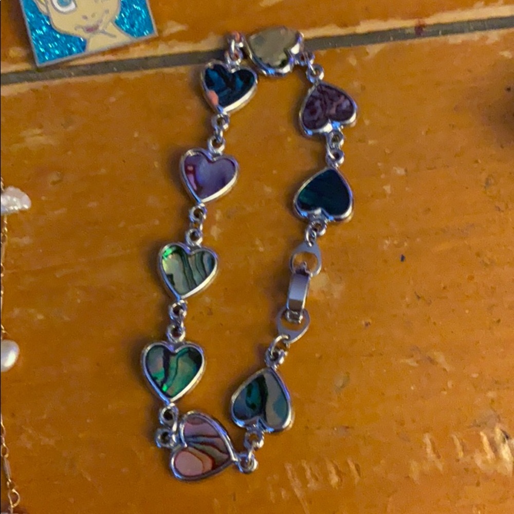 Abalone jewel heart bracelet w/lobster clasp